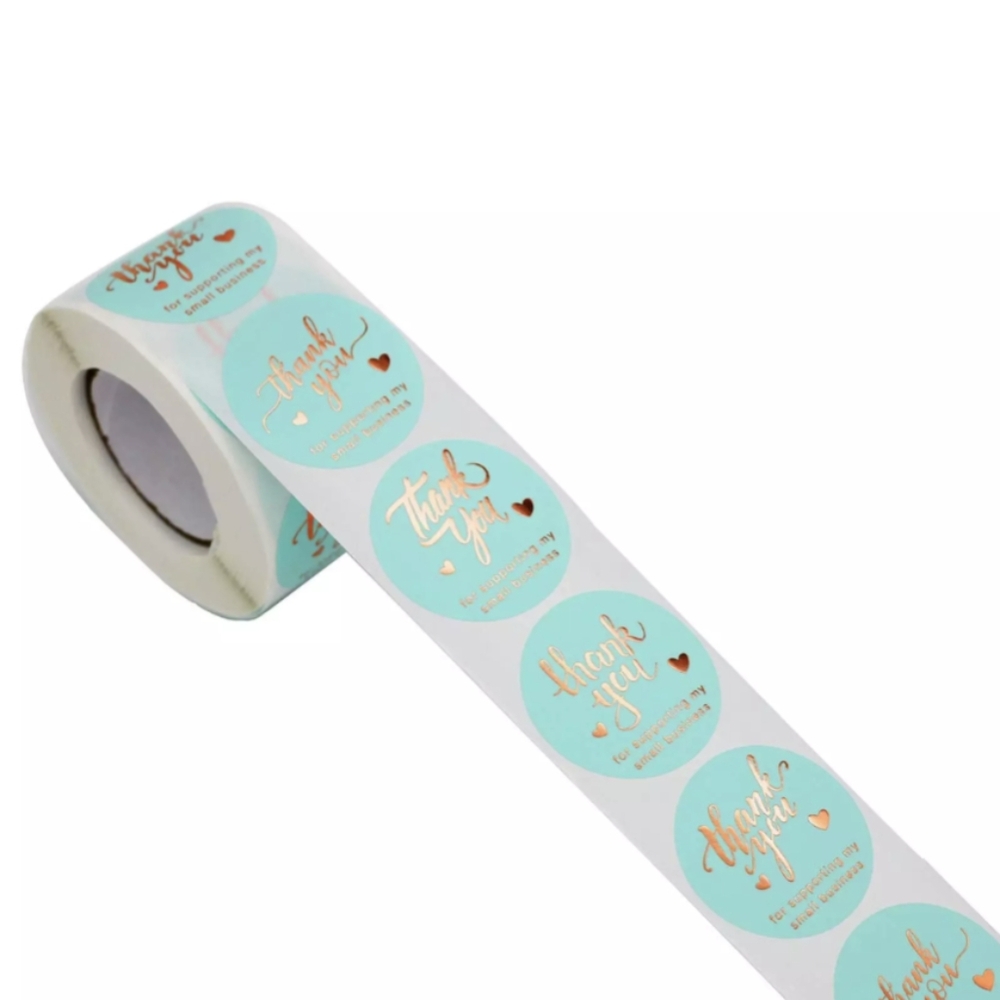 500 Thank You Stickers Roll -💛Gold and Blue🩵 500 per Roll 4 Designs - Picture 3 of 12
